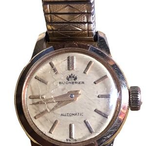 (915)Vintage Bucherer Ladies Gold Plate Watch With Gold dial, Swizz Made, Automa